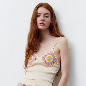 Zara contrasting crochet  crop top